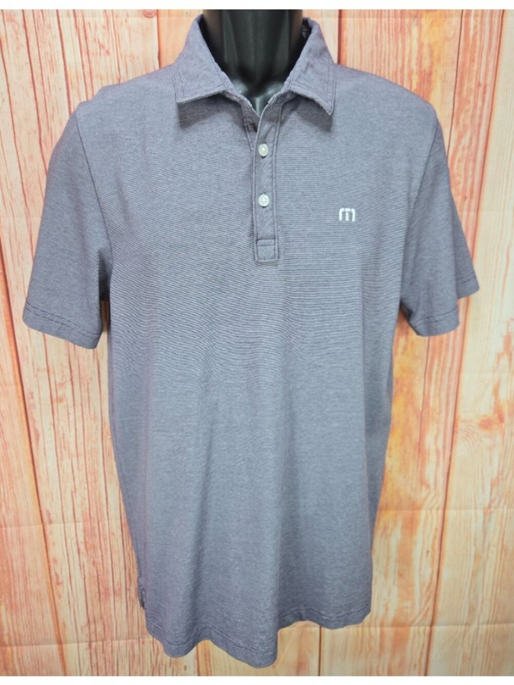 Travis Mathew Mens Lavender Striped Golf Polo Medium